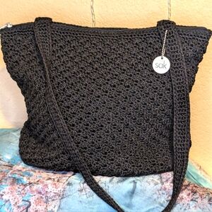 The Sak Black Knit Shoulder Bag